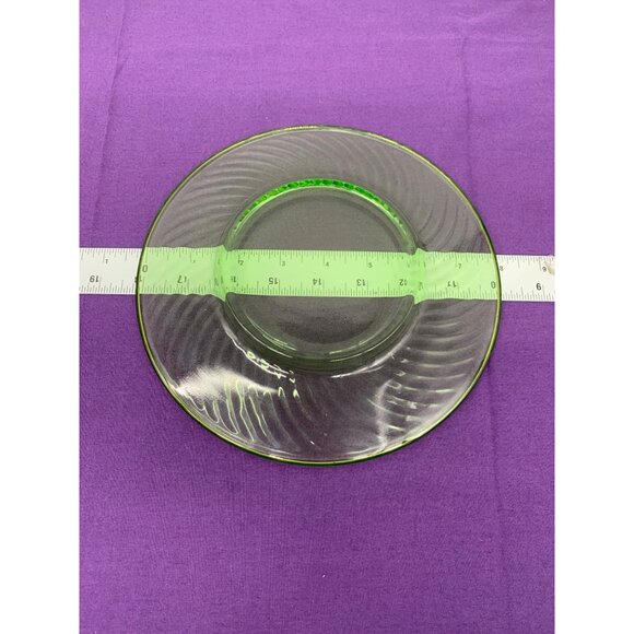 Anchor Hocking 8 Inch Spiral Pattern Green Uranium Depression Glass Plate Gold B - Picture 5 of 7